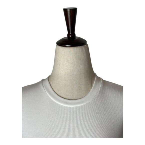 Aritzia TNA Tee Women XS White Ribbed‎ Knit Crew Neck Short Sleeve Baby Tee Crop - Picture 7 of 13